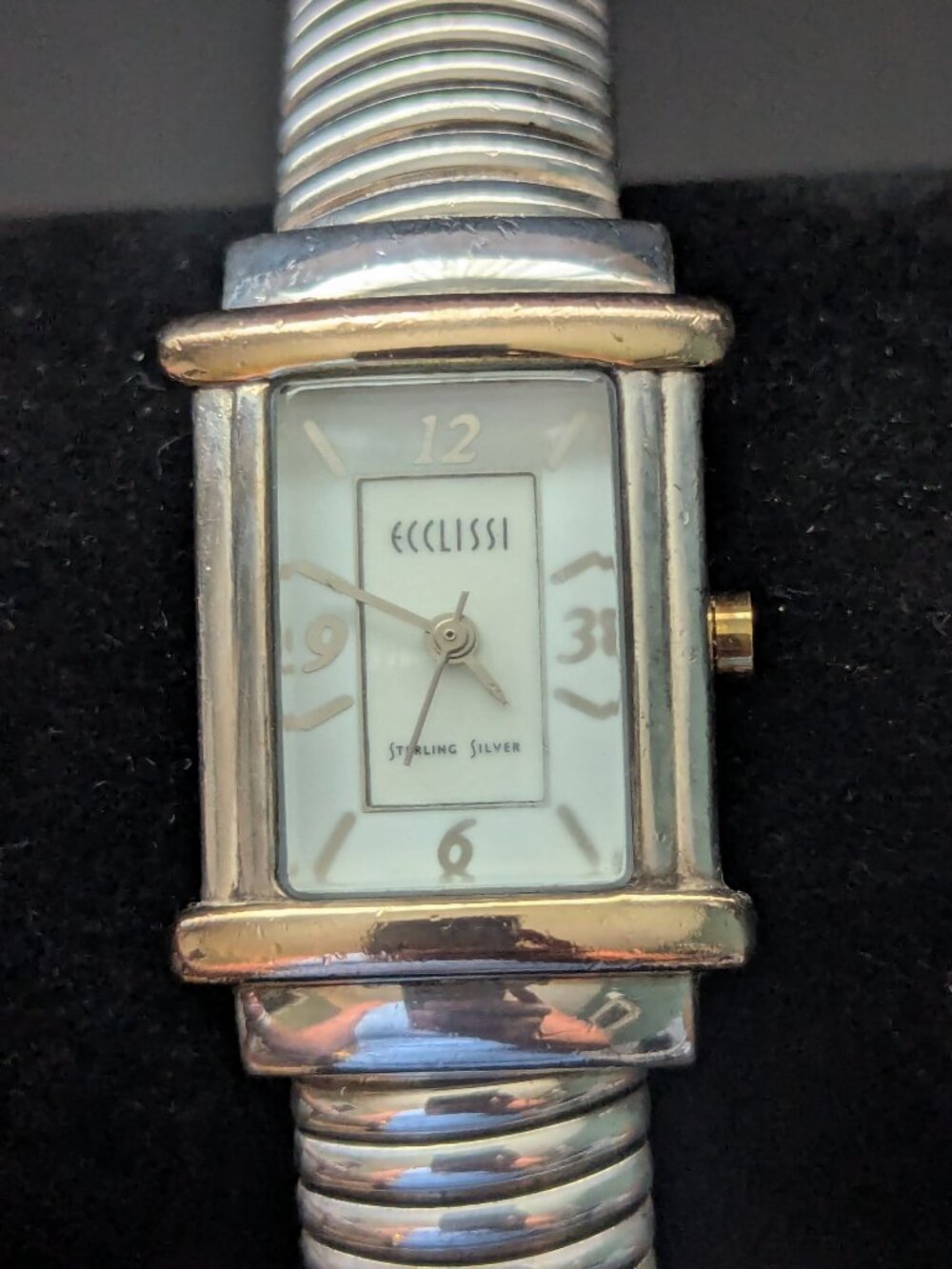 Ecclissi Sterling Silver Two Tone Bangle Watch